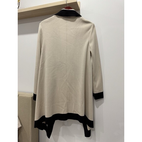 St. John Womens Size M Open Front Cardigan Coat Wool Draped Striped Long Jacket - Picture 4 of 6